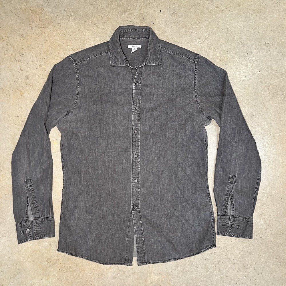 Bar III Mens Black Button Down Casual Shirt Medium Slim Fit 15-15.5 Long Sleeve